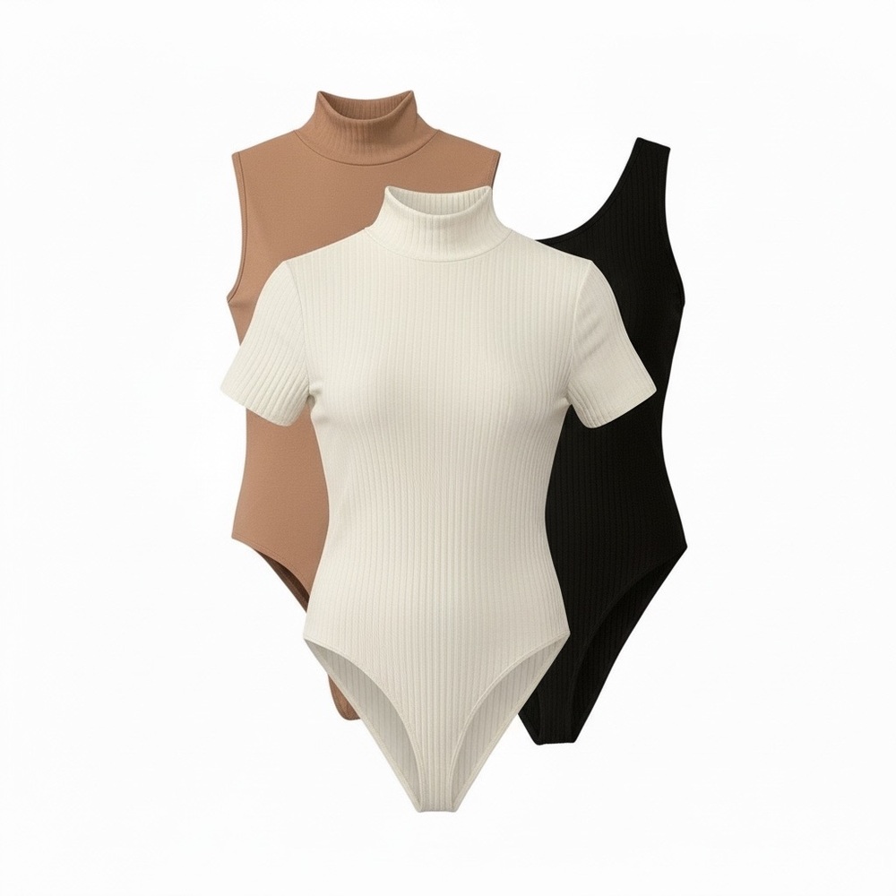 Bodysuit Trio - Black, White, Brown - Picture 1 of 6
